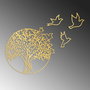 Wallity Tree And Birds 4 Escultura de pared dorada